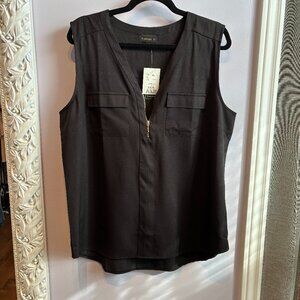 Tamara H Zip up Black Sleeveless Blouse size xlarge NWT